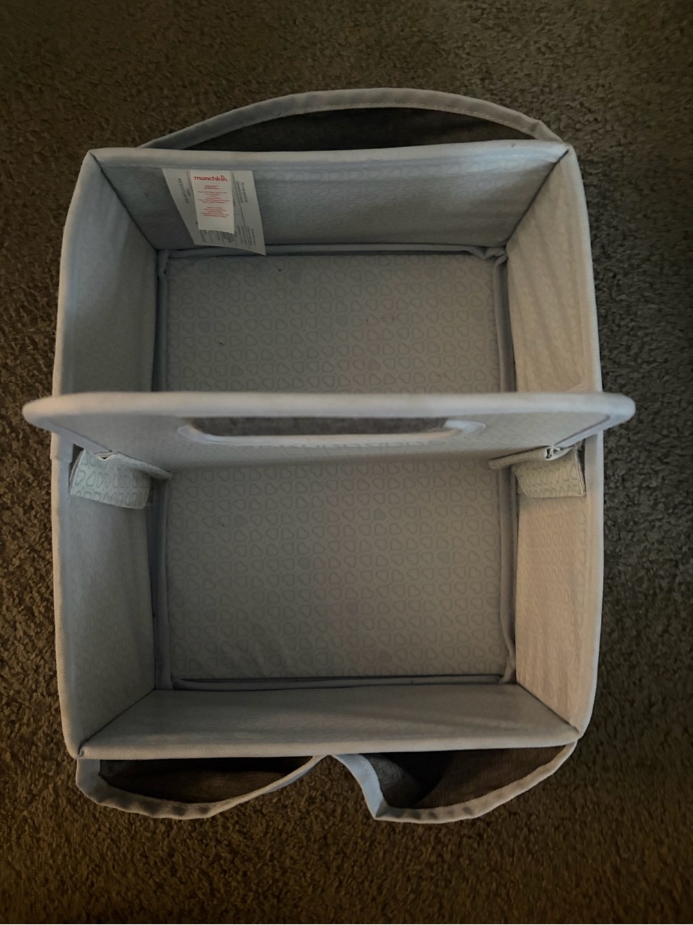 Munchkin Light Gray Collapsible Fabric Diaper Caddy with Divider